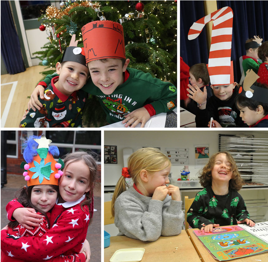 children wearing christmas jumpers