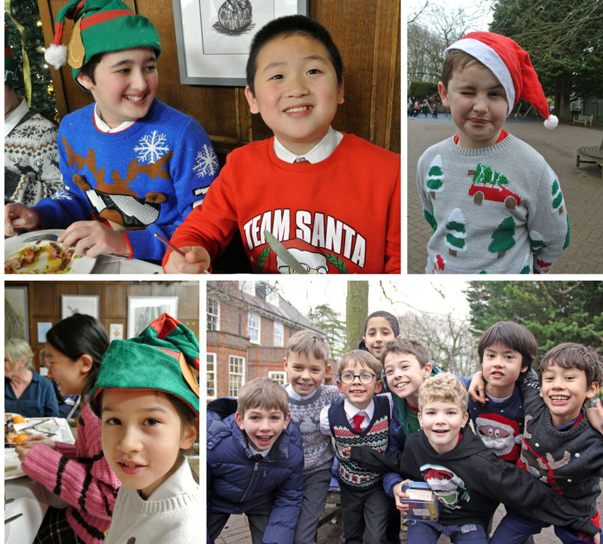 children wearing christmas jumpers