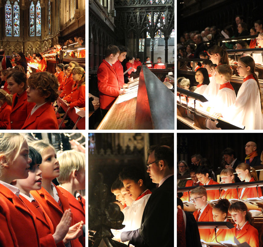 children singing in choirs in a chapel for christmas