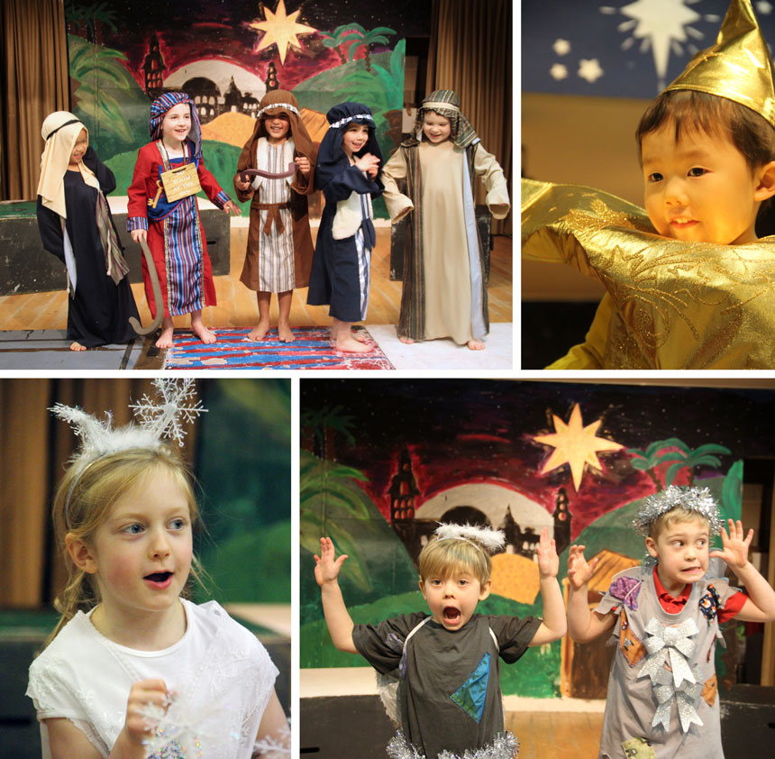 young children performing a nativity on stage