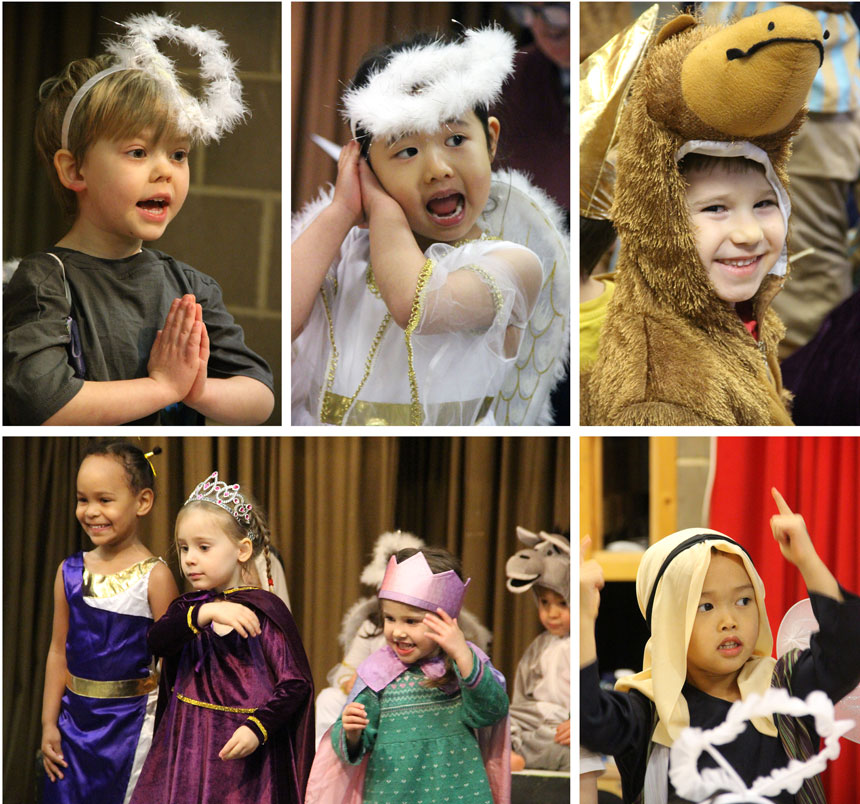 young children performing a nativity on stage