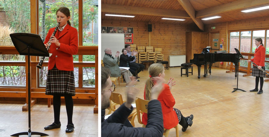 pupil playing the clarinet in a concert