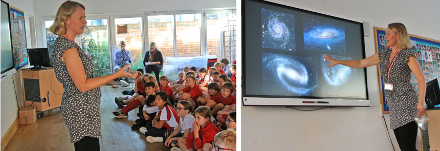 talk by an astronomer to children in a hall