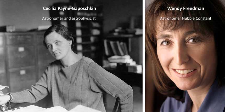 two images of female astronomers