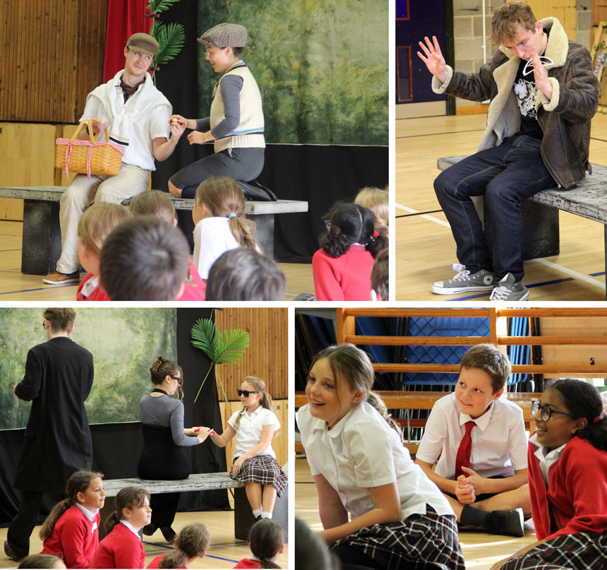 young shakespeare actors performing for the children