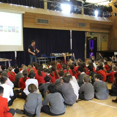 children listening to an author